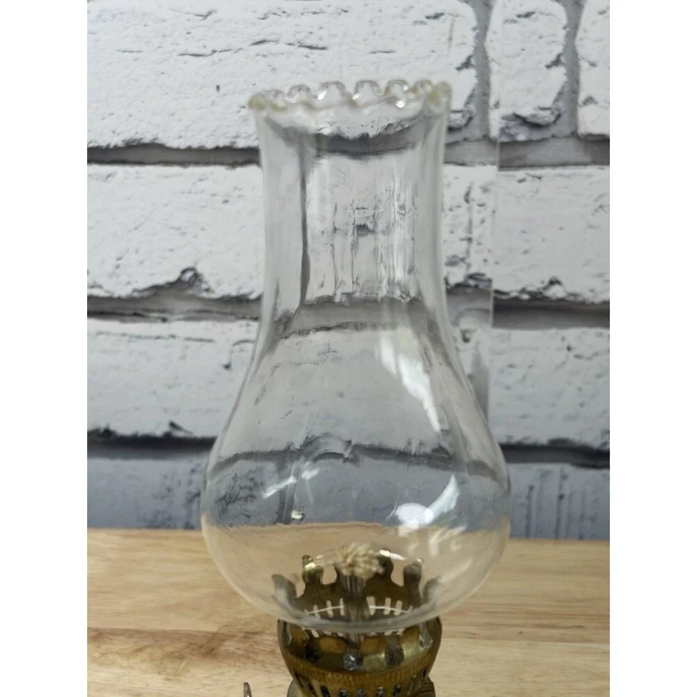 Napco China Rosebud Oil Lamp Finger Lamp Gold 8” Mini Hurricane Lamp Unused Vtg
